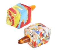 CORHAD 2pcs Traditional Jewish Glass Hanukkah Dreidel Figurines for Interactive Family Game Elegant Glass Paperweight Collectibles Festive Tabletop Decorations for Hanukkah Celebration