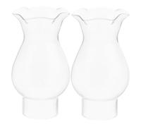 CORHAD 2pcs Vintage Glass Lamp Chimney Accessory for Kerosene Lamps Hand Blown Transparent Shade with Design Intricate Craftsmanship for Home and Outdoor Use