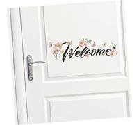 CORHAD 2pcs Welcome Flower Wall Decals Self-Adhesive Decorative Stickers for Home Walls and Doors Pink Floral Design Easy Peel and Stick PVC for Living Bedroom Decoration