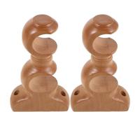 CORHAD 2pcs Wood Double Curtain Rod Brackets for Enhanced Drapery Support, Adjustable Roman Rod Base, Beige, Sturdy Heavy Duty Wall Mount Holders for Living Room and DIY Mounting