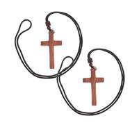 CORHAD 2Pcs Wooden Cross Necklace for Women and Men Lightweight Catholic Pendant Jewelry Prayer and Faith Christian Symbol Versatile Religious Accessory for Church and Daily Wear