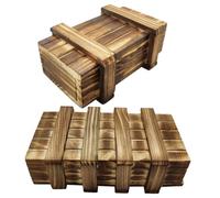 CORHAD 2Pcs Wooden Puzzle Box for Hidden Compartments Educational Brain Teaser Large Small Cognitive Training Puzzle Boxes for Boys Interaction and Intelligence Development
