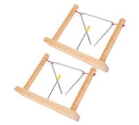 CORHAD 2sets Triangle Bell Musical Instruments Metal Triangle Percussion Instruments with Strikers Wooden Stands Lightweight Portable for Music Education Play