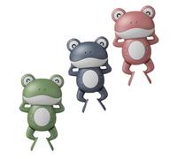 CORHAD 3 Pcs Clockwork Swimming Frog for Bath Fun Cartoon Float Bathtub with Drain Safe Edge Design Bright Colors for Shower Play