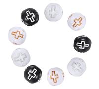 CORHAD 300pcs Acrylic Cross Bead Spacers 8mm Round Beads for Jewelry Making DIY Black with White Letter + White with Gold Letter + with Silver Religious Ball for Rosary Necklace