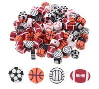 CORHAD 300Pcs Sports Theme Beads Loose Jewelry Beads for Bracelet Necklace Keychain Making Mixed Small Football Baseball Rugby DIY Craft Supplies