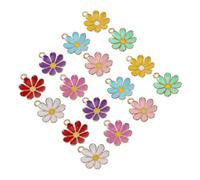 CORHAD 30pcs Miniature Daisy Charms for Jewelry Making Colorful Enamel Alloy Flower Pendants with Lasting Shine and Vibrant Colors for DIY Necklaces Bracelets Earrings and Keychains