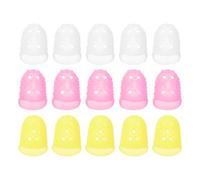 CORHAD 30Pcs Silicone Guitar Finger Protectors Small Size, Reusable Fingertip Covers for Playing Acoustic and Electric Guitars, Relief Finger Tips with White, Yellow, and Pink Colors for