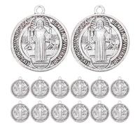 CORHAD 30Pcs St Benedict Medal Pendants Vintage Silver Religious Charms Catholic Rosary Pendant Parts Spiritual Protection Jewelry for Bracelets Necklaces Bulk Faith Blessing