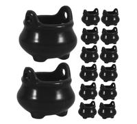CORHAD 32pcs Halloween Mini Cauldrons Small Black Witch Pots for Dollhouse Scenes Plastic Miniature Figurines for Seasonal Party Decorations and Micro Landscape Displays