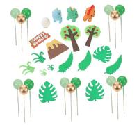 CORHAD 33pcs Jungle Animal Cake Toppers Set with Vibrant Forest Designs Use Wild Animal Cupcake Ornaments for Birthday Cakes Versatile Party Decorations
