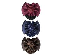 CORHAD 3pc Hair Bun Cover Hairnets for Women 4.32x4.32x1.57 in Smooth Strong Hold Polyester Cloth Rhinestone Elegant Bow Knot Style for Hotel Waitress Formal Occasions