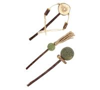 CORHAD 3pcs Cat Teasing Toys Set with Catnip Balls and Wooden Teething Sticks, Interactive Dental Care Chew Toys for Kittens, Oral Hygiene and Playtime Stimulation