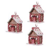 CORHAD 3pcs Christmas Tree Pendant Mini Gingerbread House Decorations Ginger Christmas Village Display Gingerbread Houses Home Decorations Xmas Small House Resin Hanging Tag
