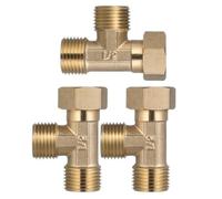 CORHAD 3pcs Copper Pipe Fitting Three Way Adapter 1/2 Inch Threaded Tee Connector for Solar Water Heater and Toilet Hose, High Pressure Resistant Copper Coupling for Outdoor Installation