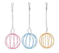 CORHAD 3Pcs Hanging Iron Grass Ball Feeder Hamster Rabbit Hay Dispenser with Chain for Cage Exercise and Feeding Random Color