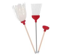 CORHAD 3pcs Miniature Dollhouse Bathroom Cleaning Set Red Mini Mop Broom Toilet Tools for Role-playing Accessories Realistic Decor and Storytelling