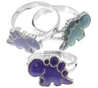 CORHAD 3pcs Mood Changing Dinosaur Rings Adjustable Unisex Temperature Sensitive Emotion Rings for Women and Men Cartoon Style Birthday Party Accessories