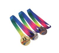 CORHAD 3pcs Outdoor Marathon Running Medals with Neck Ribbon - Gold Silver Bronze Runner Participation Awards for Track Race and Sports Day Recognition