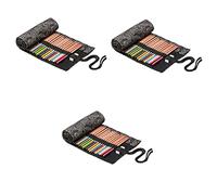 CORHAD 3pcs Practical Large Capacity Canvas Pencil Roll Organizer Slots for Travel Drawing and Coloring Space-Saving Design for Artists and Students