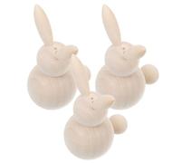 CORHAD 3pcs Unfinished Wooden Rabbit Figurines for Easter DIY Crafts Gentle the Touch Educational Wood Peg Dolls for Art Craft and Easter Party Decorations