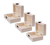 CORHAD 3pcs Unfinished Wooden Treasure Chest Wood Box Hinged Lid Small Jewelry Box for Diy Crafts Art Hobbies Projects Storage Small Keepsakes