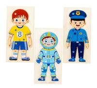 CORHAD 3pcs Wooden Character Puzzles Occupation Cognitive Toys for Boys and Girls Early Education Hand Grab Interactive Puzzle Set Suitable for Kindergarten Learning