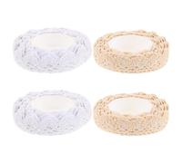 CORHAD 4 Rolls Self-Adhesive Cotton Lace Ribbon Tape for Crafting and Art Needs, Easy to Transport Thin Decorative Washi Trim Stickers for Scrapbook, Card Making, Wedding and DIY Projects