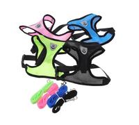 CORHAD 4 Sets Adjustable Dog Harness Leash with Breathable Vest and Chest Strap Pet Walking Kit for Comfortable No-pull Control Includes Black Blue Green Pink