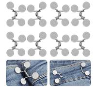 CORHAD 4 Sets Thin Waist Buttons for Jeans, No Sew Clip-on Metal Buckles, Size S Waist Reducer, Fit Replacement for Casual and Formal Occasions