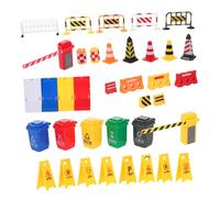 CORHAD 40pcs Mini Traffic Signs for Portable Plastic Road Safety with Cones Garbage Can Crosswalk Signal Early Learning Playset for Boys and Indoor Outdoor Use