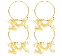 CORHAD 4pcs Golden Metal Chinese Dragon Napkin Rings Set, Intricately Designed 3d Dragon Shape Decorative Napkin Holders, Adds Elegance and Unique Table Setting Decoration for Year Party