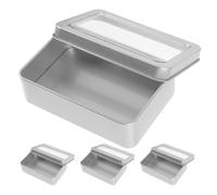 CORHAD 4pcs Lightweight Iron Dice Box with Opening Window Easy to Open and Close Protects Small Items for Crystal Crafts and Coins Storage Sturdy Tin Dice Case