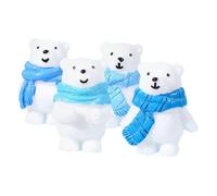CORHAD 4Pcs Mini Resin Polar Bear Figurines Tiny Animal Miniatures for Garden Balcony Car Decor Sturdy Resin Material Detailed Arctic Animals Models
