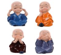 CORHAD 4pcs Mini Small Monk Statues Resin Sculptures for Desktop Decoration and Outdoor Use, Classic Design Table Ornaments with Lifelike and Vivid Monk Appearance, Souvenir and Home