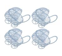CORHAD 4pcs Miniature Iron Stroller for Dollhouse Sky-blue Pretend Play Pram Carrier for Role Play Educational Doll Accessories