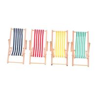 CORHAD 4Pcs Miniature Striped Deck Chairs Decorative Beach Chair Ornaments for Dollhouse Mini House Garden Scene Accessories in Blue Red Yellow Green
