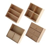 CORHAD 4pcs Realistic Miniature Wooden Furniture DIY Kit Mini Cabinet Shelf for Dollhouse Tiny House Accessories for Home Decor Model Display Educational