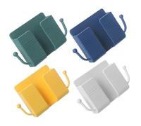 CORHAD 4Pcs Self-Adhesive Wall Mobile Phone Holder with Hooks Phone Shelf and Remote Organizer Easy Installation for Bedroom Office Bathroom Storage and Charging