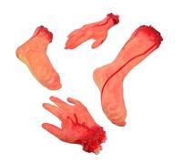 CORHAD 4pcs Simulation Fake Hands Limbs Horror Scene It Halloween Body Parts Halloween Decoration Prank Artificial Hand Scary Bloody Body Parts Realistic Creepy Vinyl