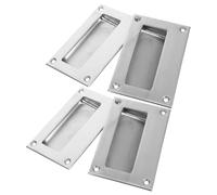 CORHAD 4pcs Stainless Steel Rectangular Recessed Sliding Door Handles - Flush Mount Finger Pulls for Pocket Barn Closet Cabinet Concealed Hidden Door Pulls Silver