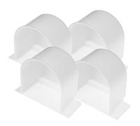 CORHAD 4pcs White Half Circle Bird Food Bowls Thickened Plastic Bird Cage Feeders with Water and Food Compartments for Indoor Parrot and Budgie Feeding