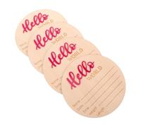 CORHAD 4pcs Wooden Arrival Sign Plates Pink Birth Announcement Board for Newborns Nursery Decor Baptism with Whimsical Patterns and Heartwarming Fonts
