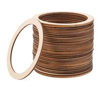 CORHAD 50Pcs Blank Wood Circles Wooden Rings Flat Round Ring with Unique Design Can Do Graffiti on Both Sides Convenient to Use for Creative Handicrafts Wooden Hoops Crafting