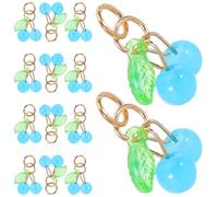 CORHAD 50pcs Blue Cherry Beads with Loops Plastic Fruit Pendant Charms for DIY Jewelry Making Necklaces Bracelets Earrings Keychains