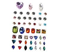 CORHAD 50pcs Crystal Claw Glass Rhinestones Mixed Colors Silver Base Teardrop DIY Sewing Costume Rhinestones for Garment Decoration Craft Embellishment