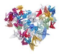 CORHAD 50pcs Glitter Gold Origami Crane Paper Garland Hanging Decorations for Wedding Party Bridal Shower Anniversary Photo Props with Shimmering Elegant Accents