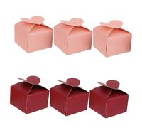 CORHAD 50pcs Heart-shaped Pearl Paper Square Candy Boxes for Wedding Party Birthday Multipurpose Paper Packaging with Bright Red and Pink Colors Festive Favor Boxes for Chocolates and