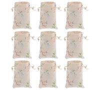 CORHAD 50pcs Reusable Cotton and Linen Drawstring Pouch with Printed Flower Branch Design, Small Sachet Bag for Soap and Cards Storage, for Shower or Wedding Party Gifts