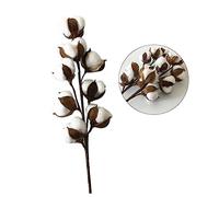 CORHAD 56cm 8 Dried Cotton Stems Artificial Flower Branches for Home Tabletop Decor Faux Cotton Stalks Rustic Centrepiece Arrangement
